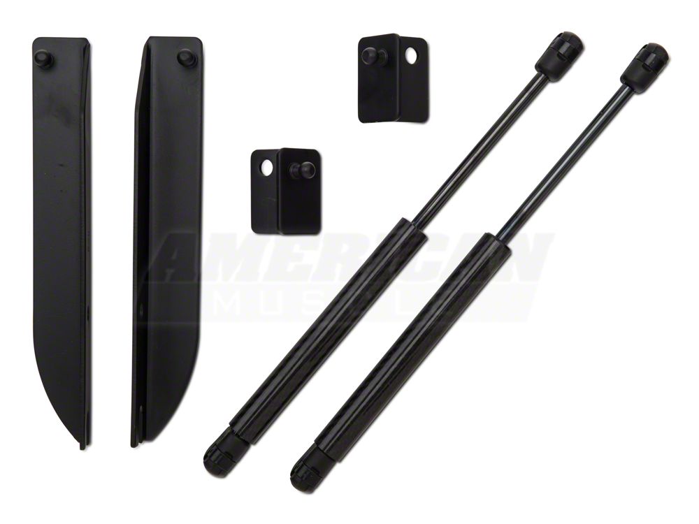 MMD Bolt On Hood Strut Kit; Carbon Fiber (05-14 Mustang)