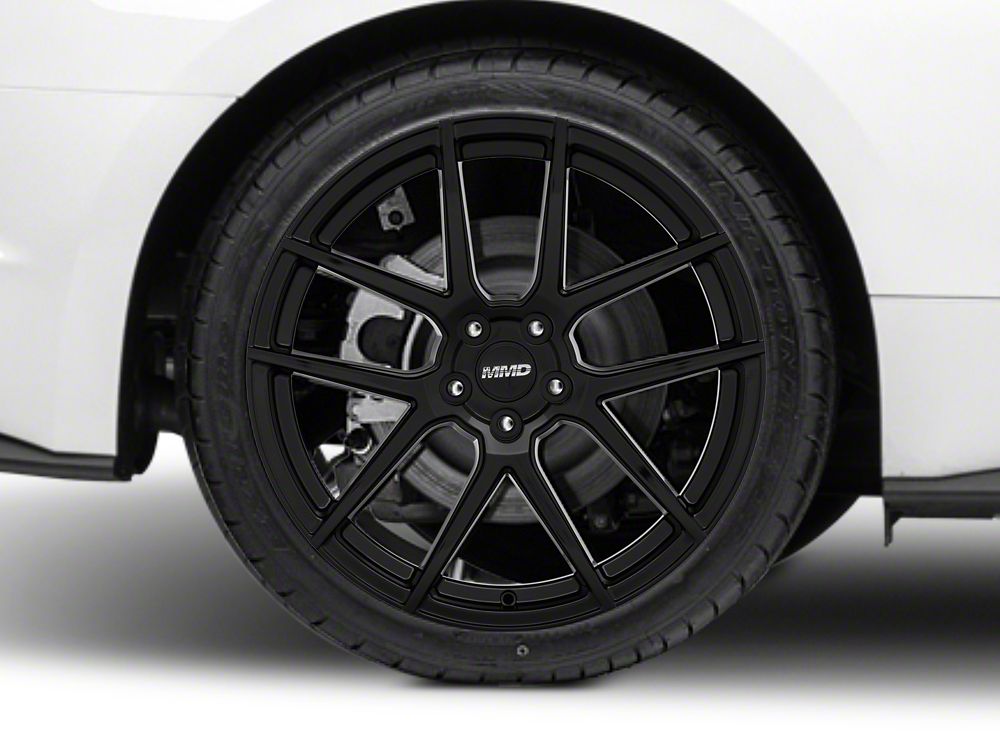 MMD Zeven Gloss Black Wheel; Rear Only; 20x10; 45mm Offset (15-23 Mustang GT, EcoBoost, V6)