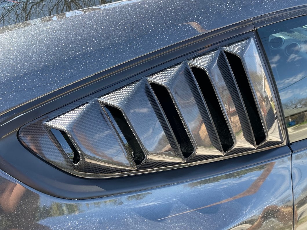 MMD Quarter Window Louvers; Carbon Fiber (15-23 Mustang Fastback)