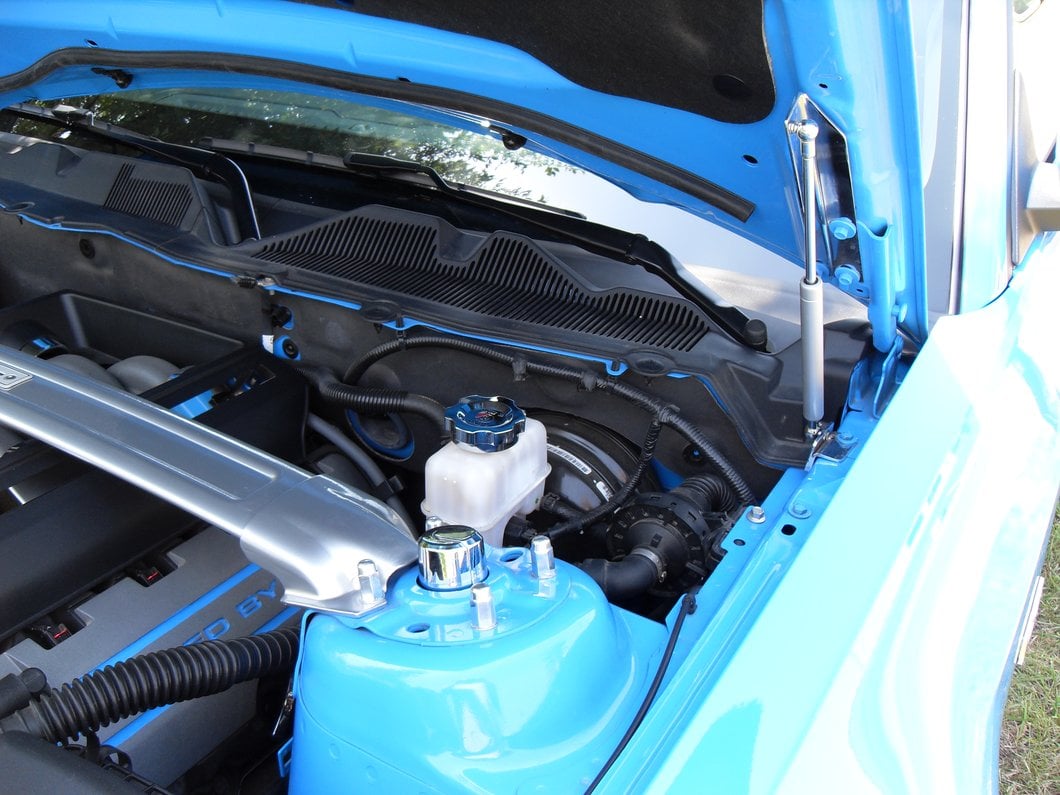 MMD Bolt On Hood Strut Kit; Chrome (05-14 Mustang)