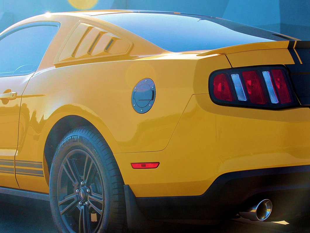 MMD Billet Aluminum Fuel Door; Black (10-14 Mustang)