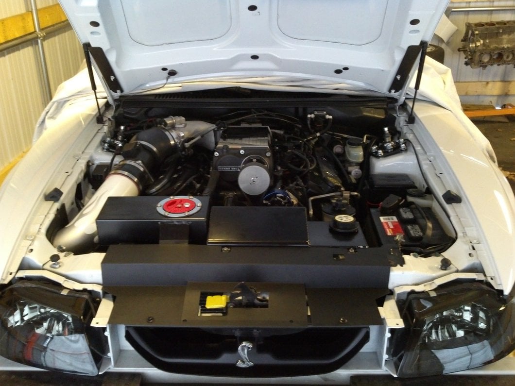 MMD Bolt On Hood Strut Kit; Black (99-04 Mustang)