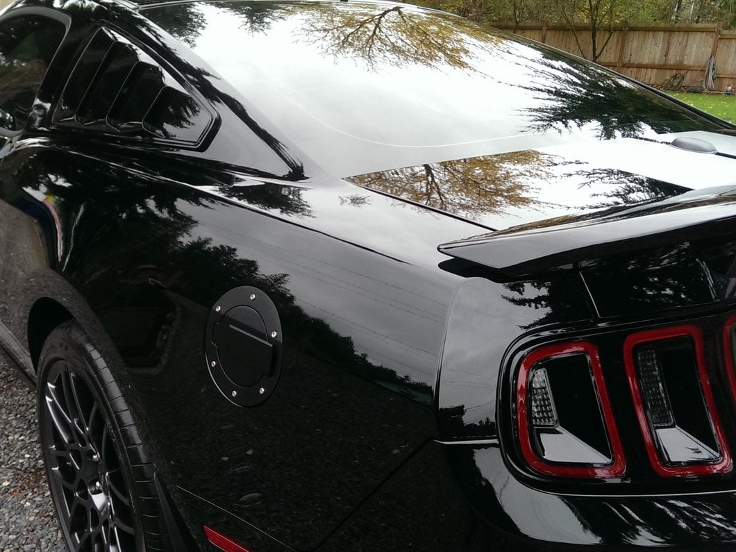 MMD Billet Aluminum Fuel Door; Black (10-14 Mustang)