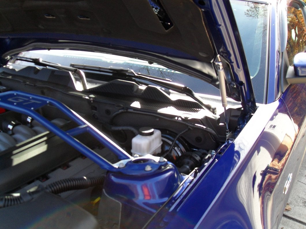 MMD Bolt On Hood Strut Kit; Chrome (05-14 Mustang)