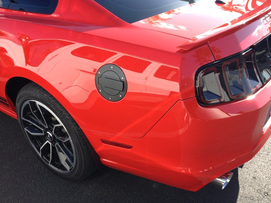 MMD Billet Aluminum Fuel Door; Black (10-14 Mustang)