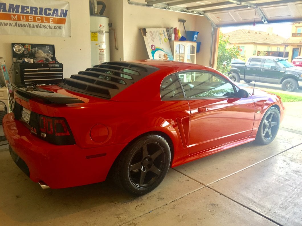 MMD Rear Window Louvers; Textured ABS (99-04 Mustang)