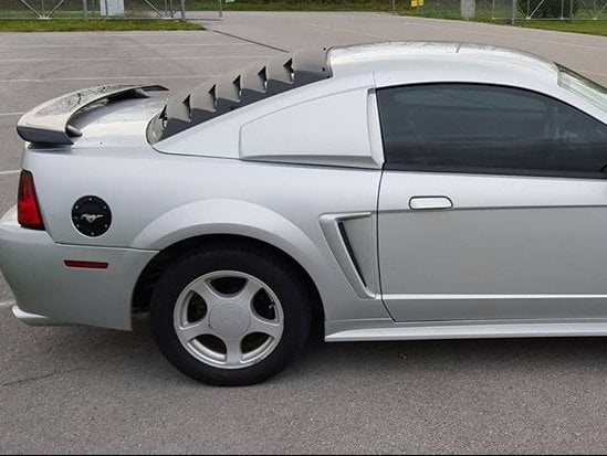 MMD Rear Window Louvers; Textured ABS (99-04 Mustang)