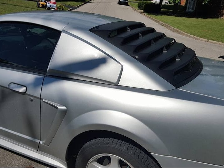 MMD Rear Window Louvers; Textured ABS (99-04 Mustang)