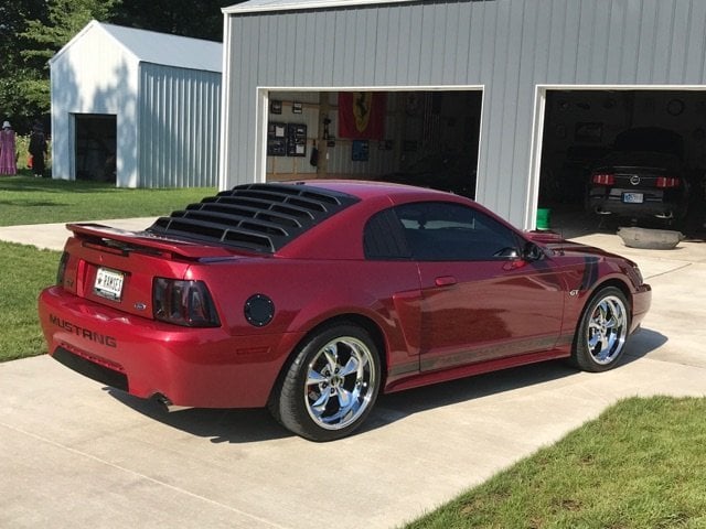 MMD Rear Window Louvers; Textured ABS (99-04 Mustang)