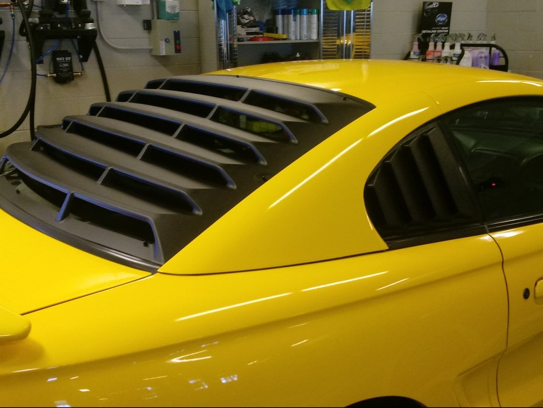 MMD Rear Window Louvers; Textured ABS (94-98 Mustang)