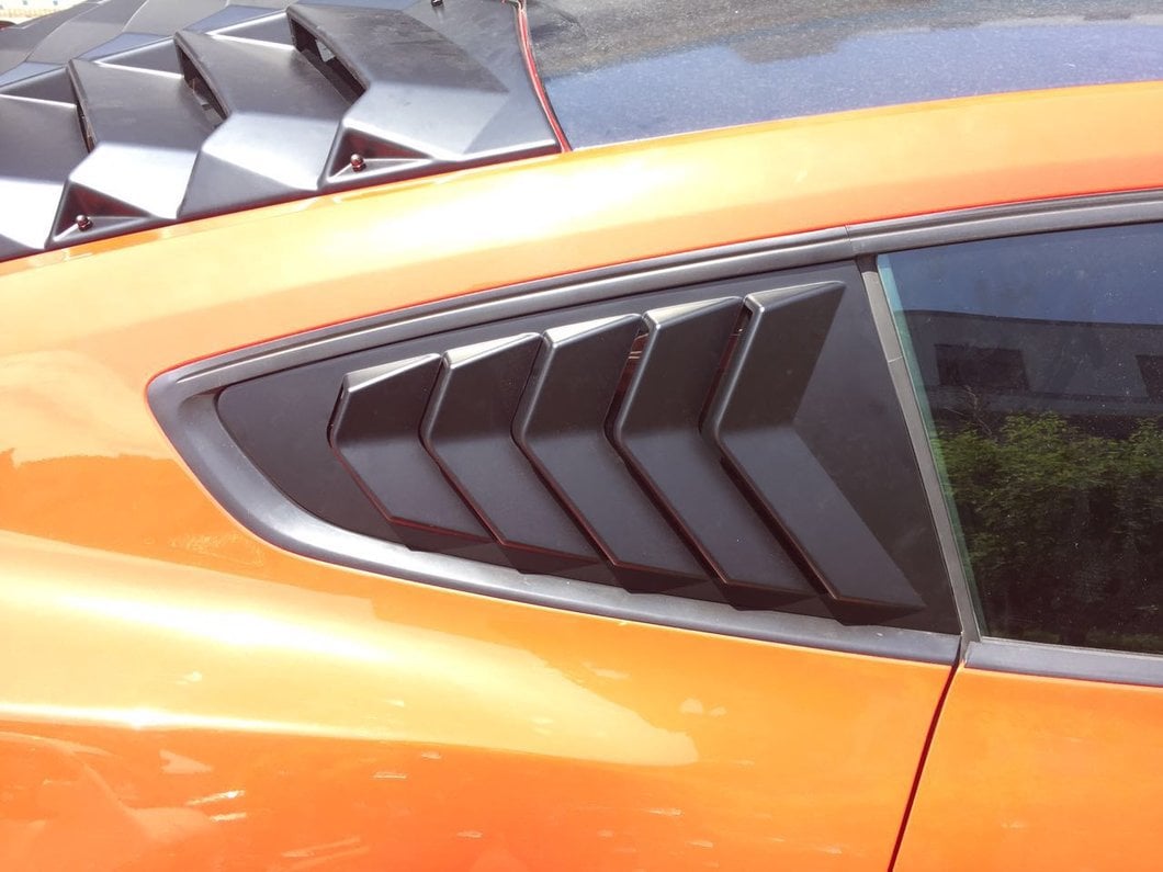 MMD Quarter Window Louvers; Carbon Fiber (15-23 Mustang Fastback)