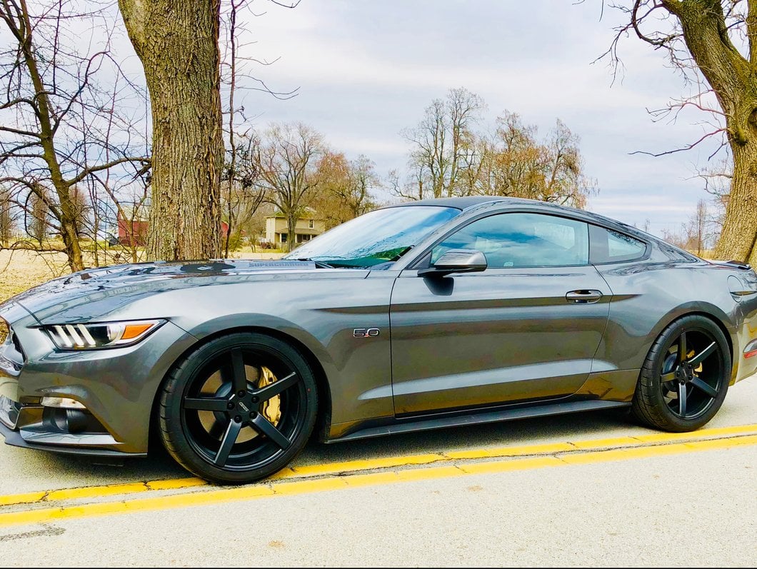 Staggered MMD 551C Matte Black 4-Wheel Kit; 20x8.5/20x10; 35mm Offset (15-23 Mustang GT, EcoBoost, V6)
