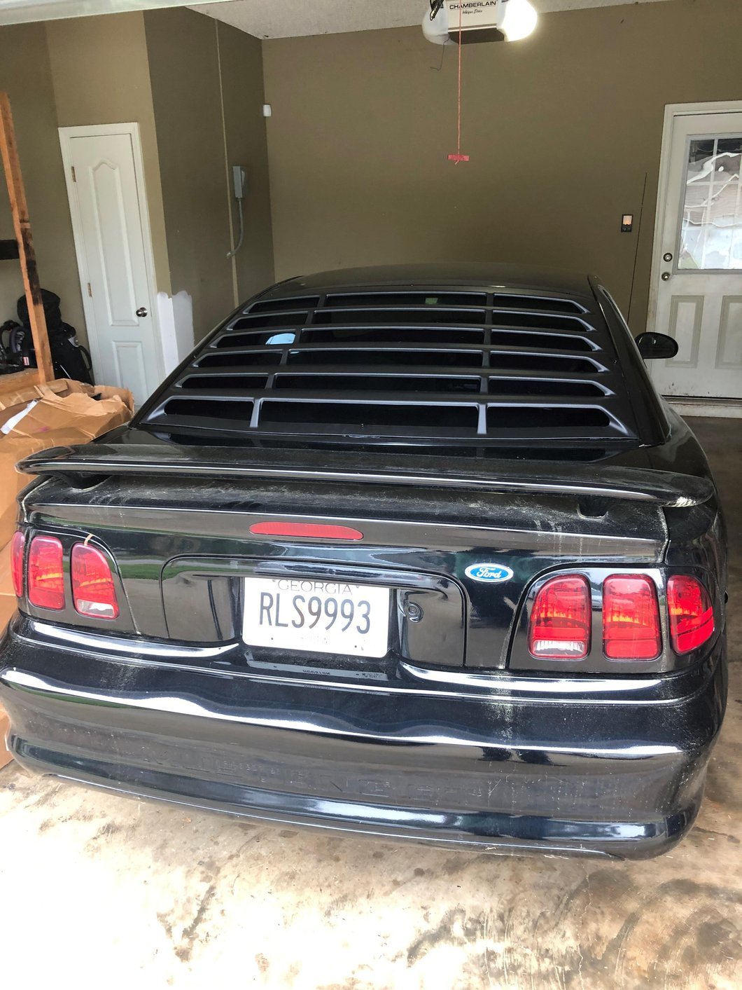 MMD Rear Window Louvers; Textured ABS (94-98 Mustang)
