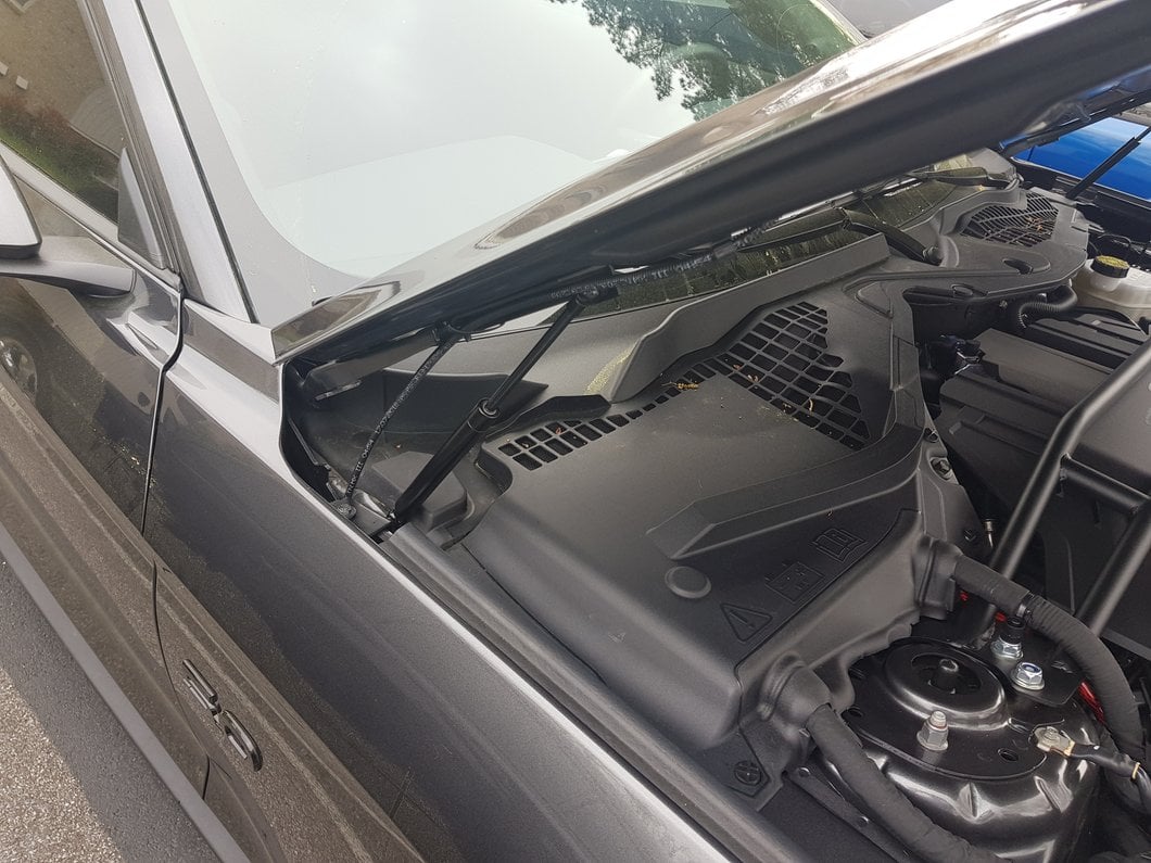 MMD Bolt On Hood Strut Kit; Black (15-23 Mustang GT, EcoBoost, V6)