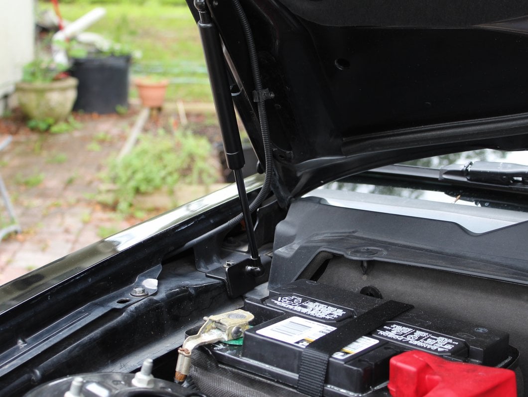 MMD Bolt On Hood Strut Kit; Black (10-14 Mustang)