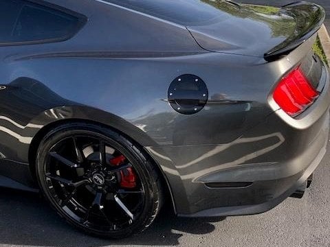 MMD Billet Aluminum Fuel Door; Black (15-23 Mustang)