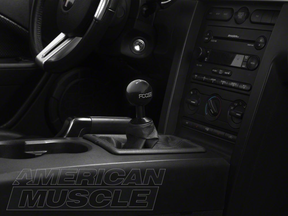 MMD by FOOSE Retro Style 5-Speed Shift Knob with FOOSE Logo; Black (05-10 Mustang GT, V6)