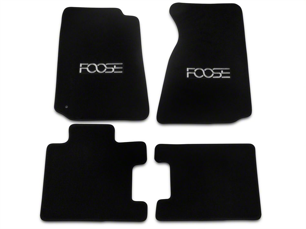 MMD by FOOSE Front and Rear Floor Mats with FOOSE Logo; Black (94-98 Mustang Convertible)