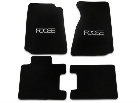 MMD by FOOSE Front and Rear Floor Mats with FOOSE Logo; Black (94-98 Mustang Convertible)