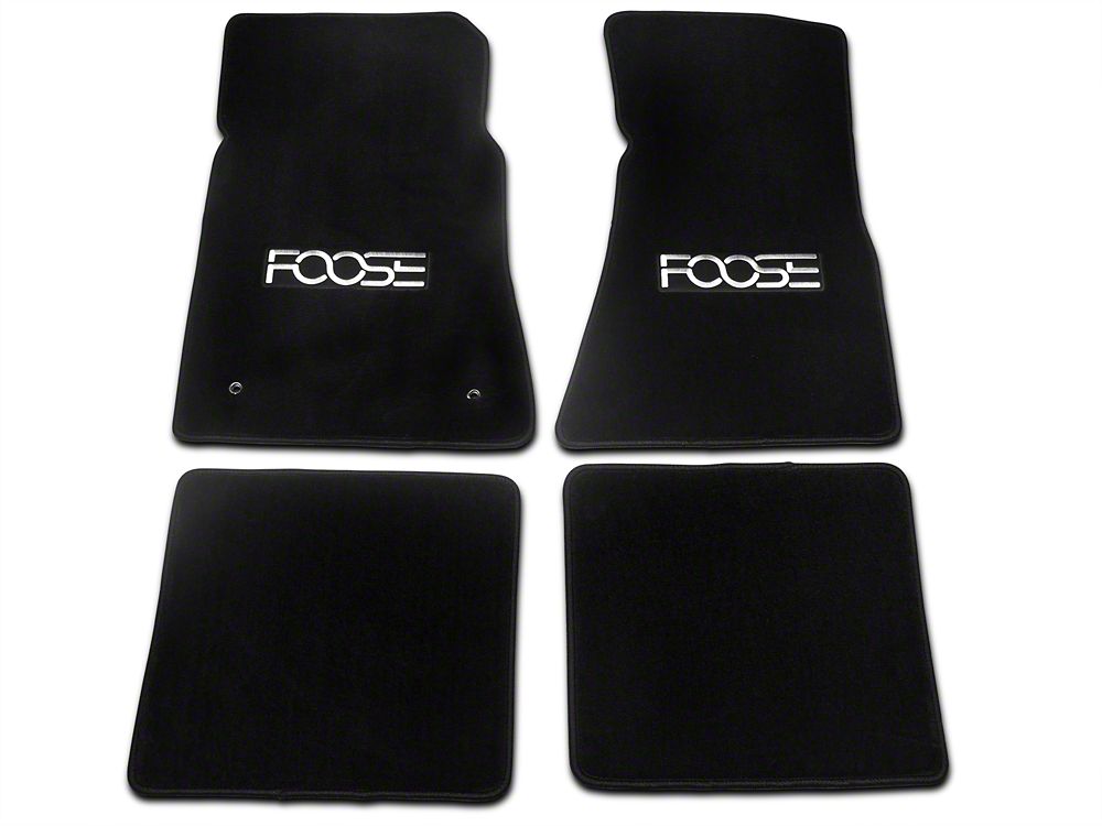 MMD by FOOSE Front & Rear Floor Mats with FOOSE Logo - Black (79-93 Mustang)