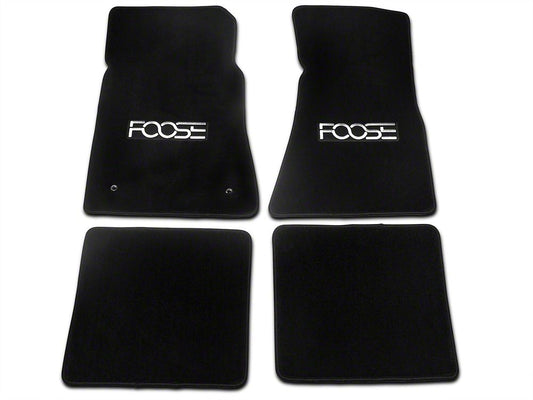 MMD by FOOSE Front & Rear Floor Mats with FOOSE Logo - Black (79-93 Mustang)