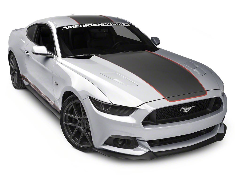 MMD by FOOSE Center Line Graphic Kit; Silver and Orange (15-17 Mustang Fastback)