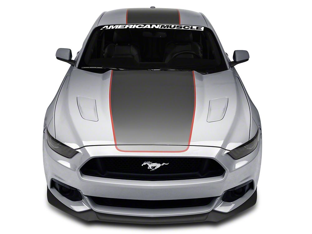 MMD by FOOSE Center Line Graphic Kit; Silver and Orange (15-17 Mustang Fastback)