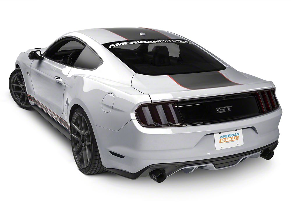 MMD by FOOSE Center Line Graphic Kit; Silver and Orange (15-17 Mustang Fastback)