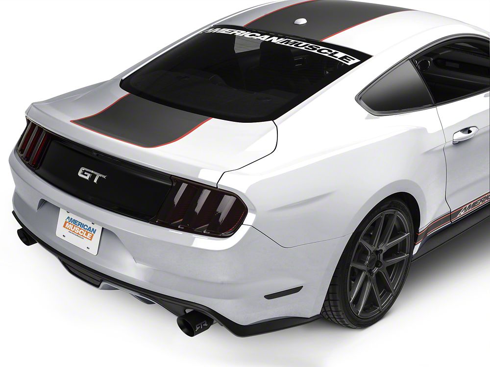 MMD by FOOSE Center Line Graphic Kit; Silver and Orange (15-17 Mustang Fastback)