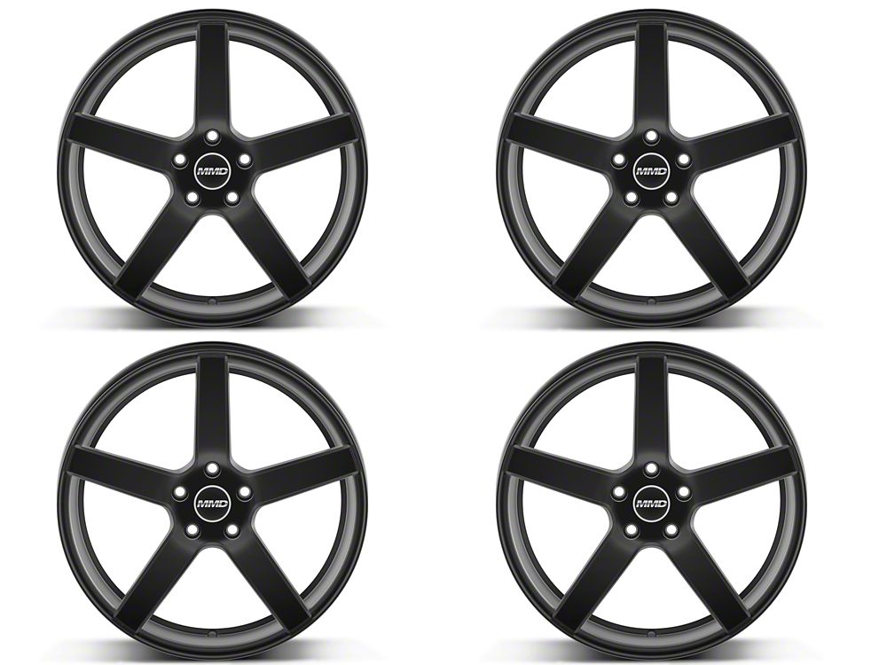 Staggered MMD 551C Matte Black 4-Wheel Kit; 20x8.5/20x10; 35mm Offset (15-23 Mustang GT, EcoBoost, V6)