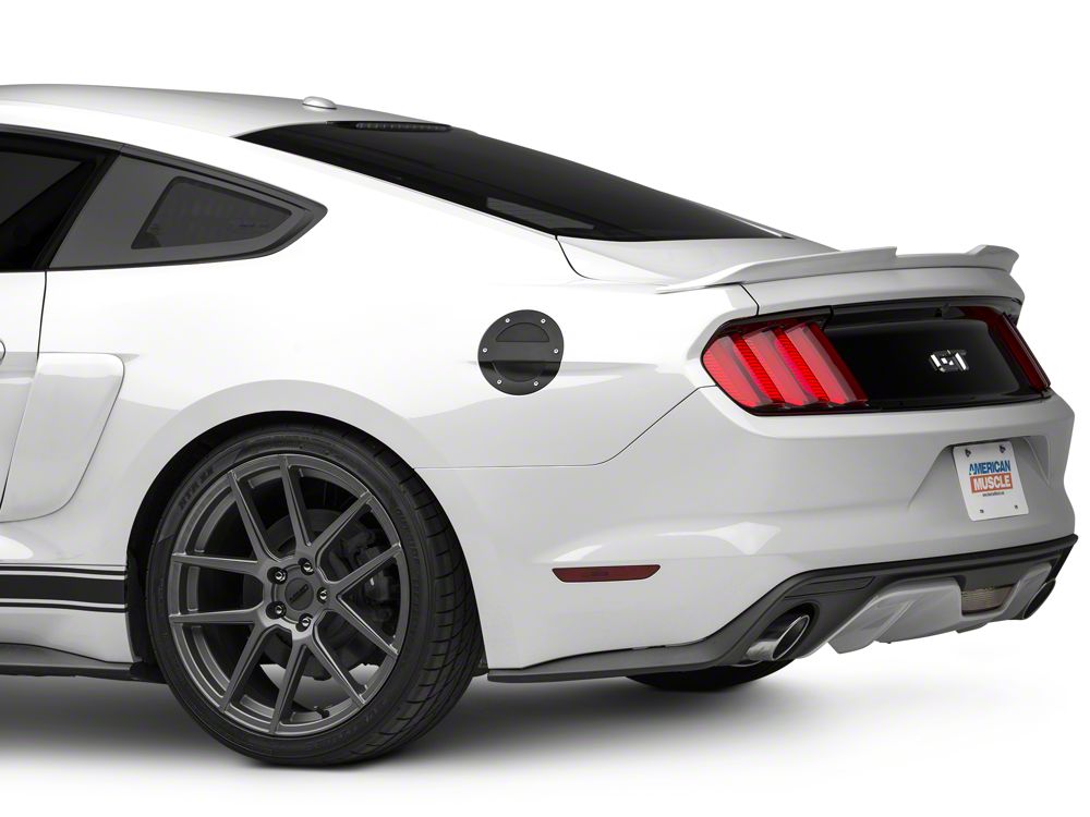 MMD Billet Aluminum Fuel Door; Black (15-23 Mustang)