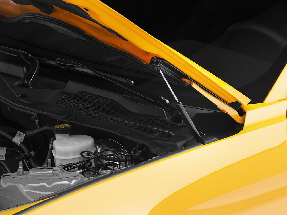 MMD Bolt On Hood Strut Kit; Black (15-23 Mustang GT, EcoBoost, V6)