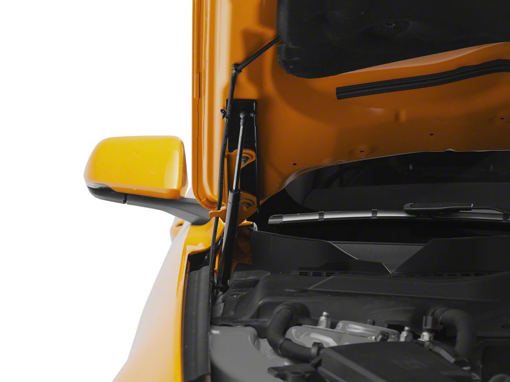 MMD Bolt On Hood Strut Kit; Black (15-23 Mustang GT, EcoBoost, V6)