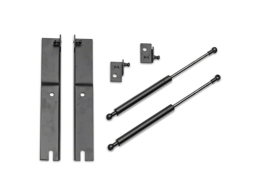 MMD Bolt On Hood Strut Kit; Black (15-23 Mustang GT, EcoBoost, V6)