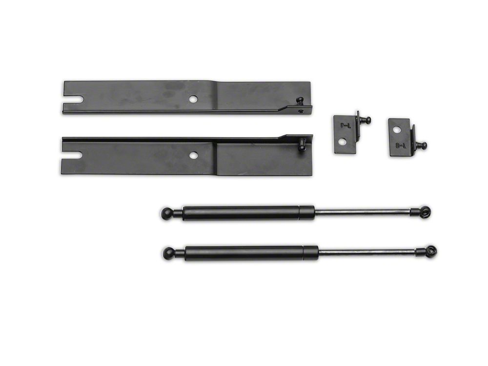 MMD Bolt On Hood Strut Kit; Black (15-23 Mustang GT, EcoBoost, V6)