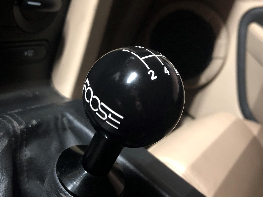MMD by FOOSE Retro Style 5-Speed Shift Knob with FOOSE Logo; Black (05-10 Mustang GT, V6)