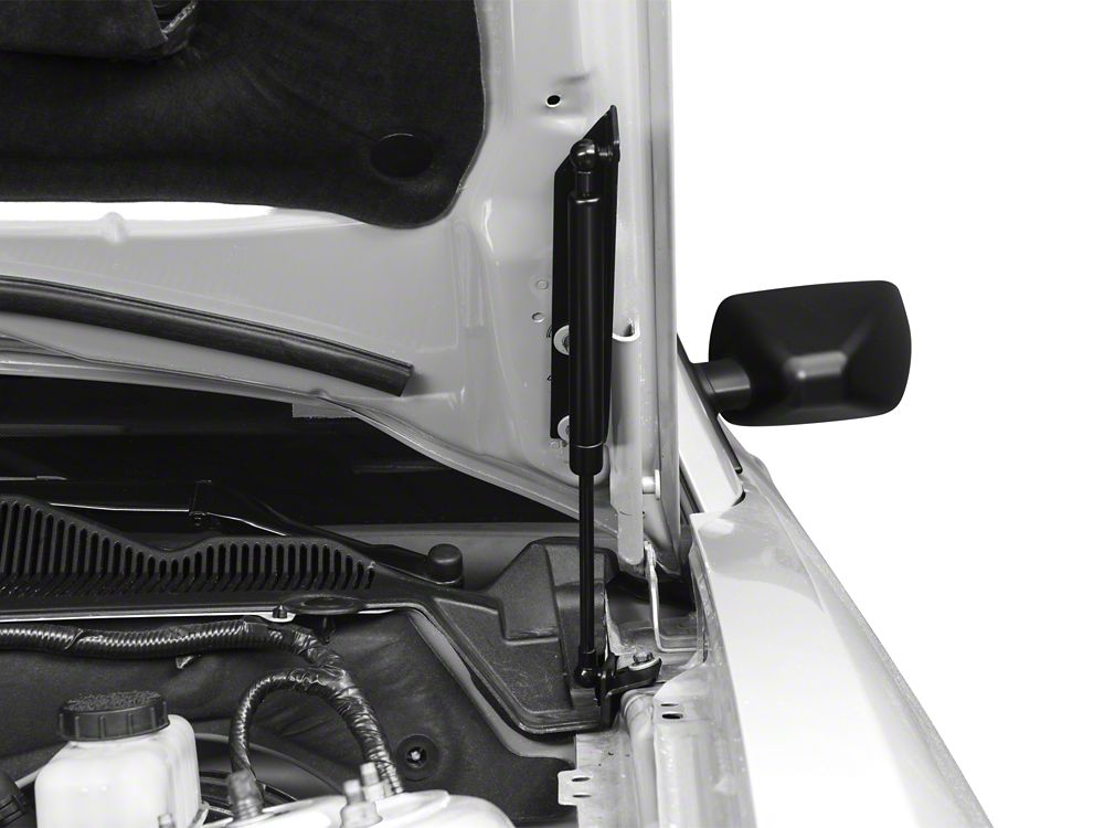 MMD Bolt On Hood Strut Kit; Black (10-14 Mustang)