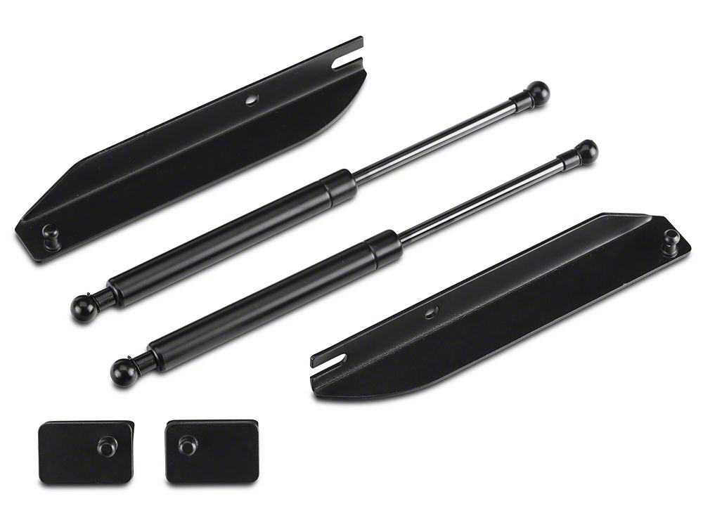 MMD Bolt On Hood Strut Kit; Black (10-14 Mustang)