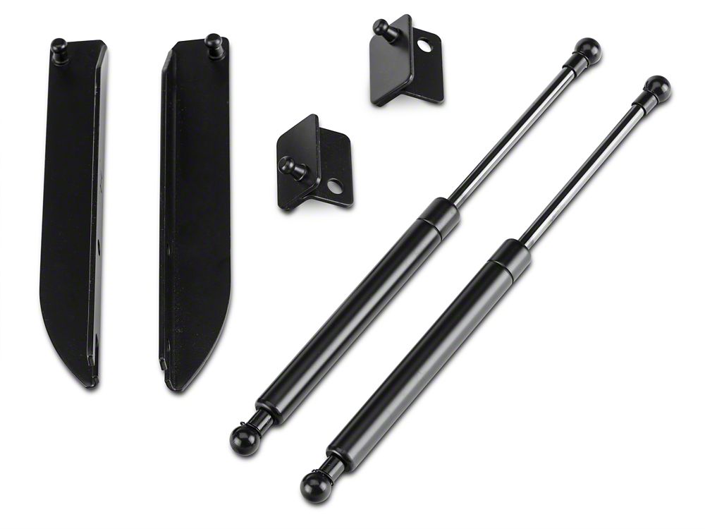 MMD Bolt On Hood Strut Kit; Black (10-14 Mustang)