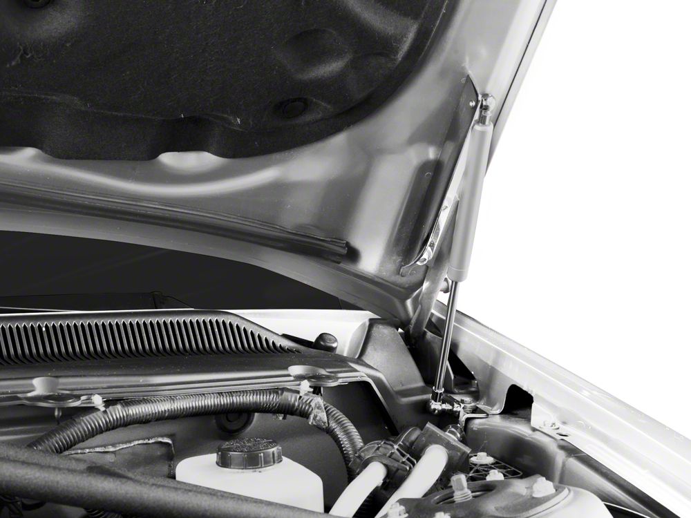 MMD Bolt On Hood Strut Kit; Chrome (05-14 Mustang)