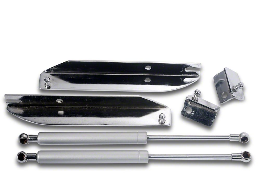 MMD Bolt On Hood Strut Kit; Chrome (05-14 Mustang)