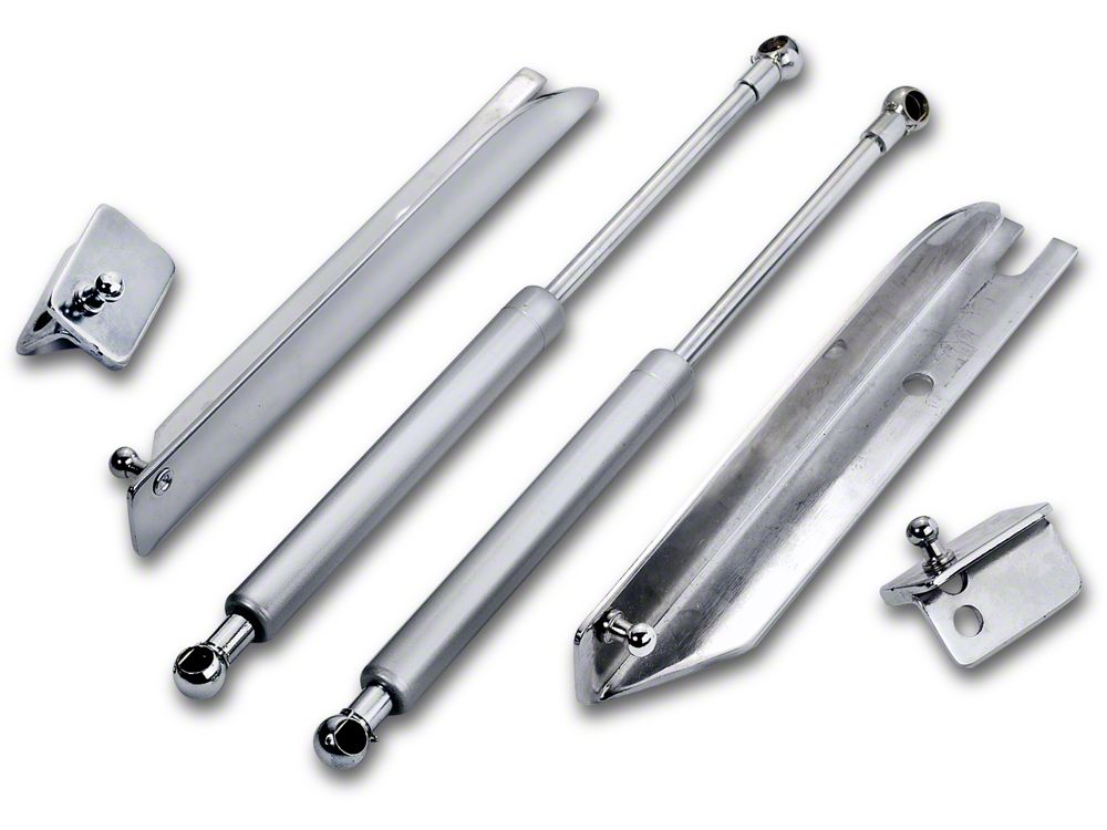 MMD Bolt On Hood Strut Kit; Chrome (05-14 Mustang)