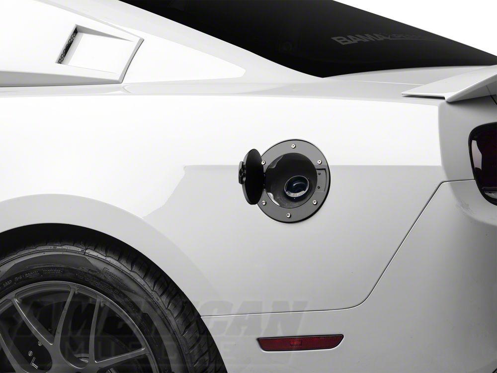 MMD Billet Aluminum Fuel Door; Black (10-14 Mustang)