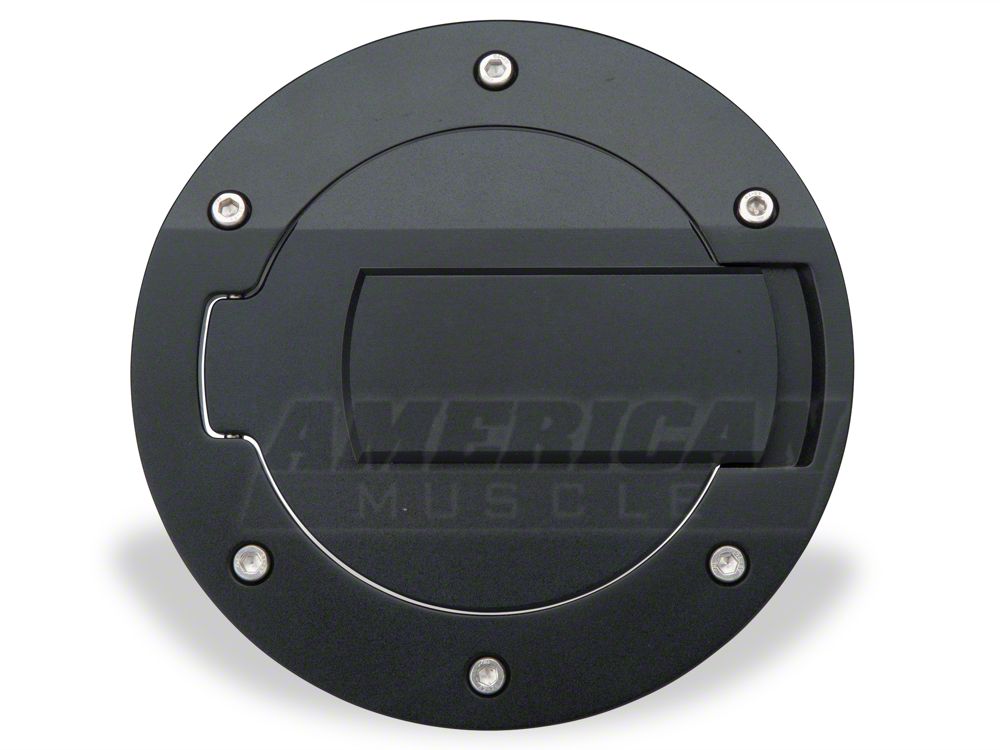 MMD Billet Aluminum Fuel Door; Black (10-14 Mustang)