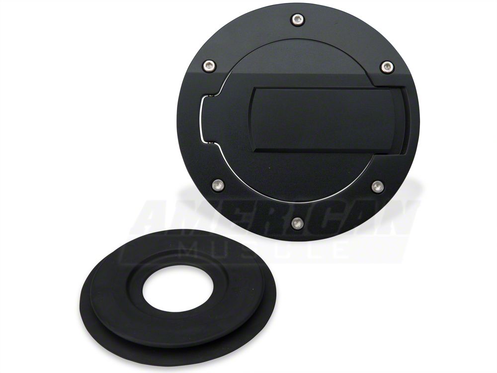MMD Billet Aluminum Fuel Door; Black (10-14 Mustang)