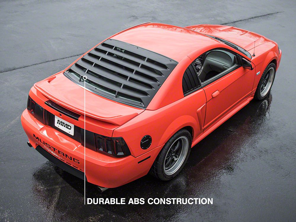 MMD Rear Window Louvers; Textured ABS (99-04 Mustang)