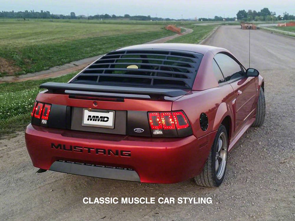 MMD Rear Window Louvers; Textured ABS (99-04 Mustang)