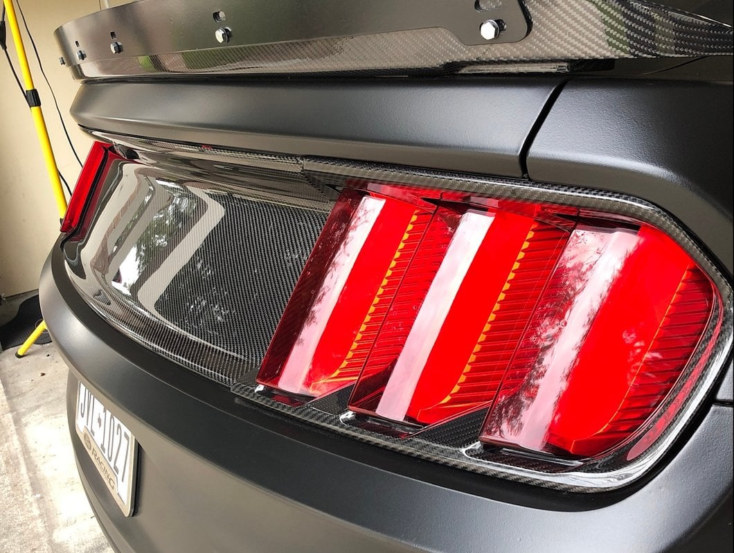 MMD Tail Light Bezels; Carbon Fiber (15-17 Mustang, Excluding 50th Anniversary)