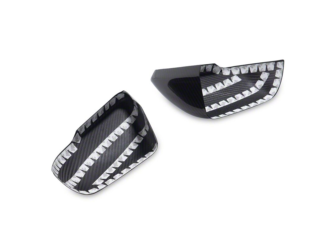 MMD Side Mirror Covers with Light Cutout; Carbon Fiber (15-25 Mustang)