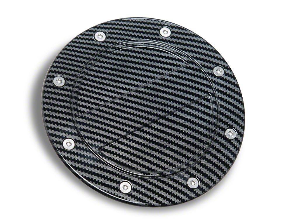MMD Fuel Door; Carbon Fiber Style (24-25 Mustang)
